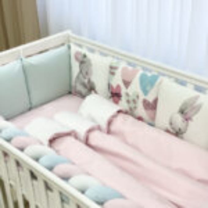 Set lenjerie Patut Bebe Copii 7 piese Bunny colorata (1)